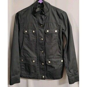 J. CREW Women's Military Field Jacket Size XS Zip Snap Olive Green 100% Cotton